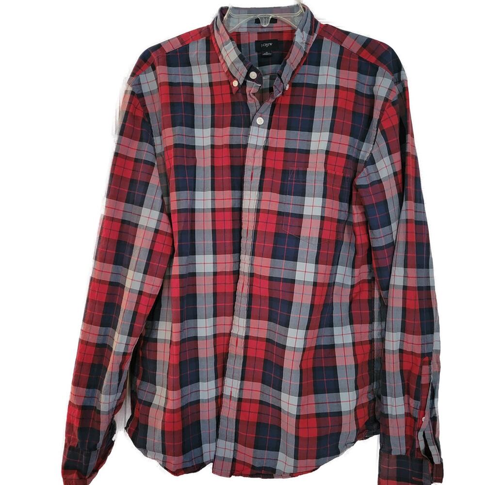 J Crew Mens size‎ XL Slim Button Down Color Plaid Long Sleeve